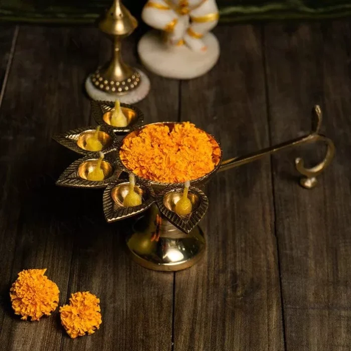 Panch Aarti Diya (Brass)