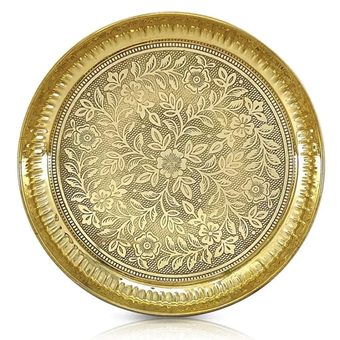 Brass Pooja Plate Pure Pital Arti Thali (9 Inch)
