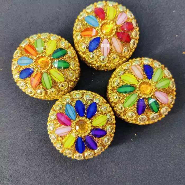 Designer metal sindur dani / kumkum box(Set of 4) - 2 cm