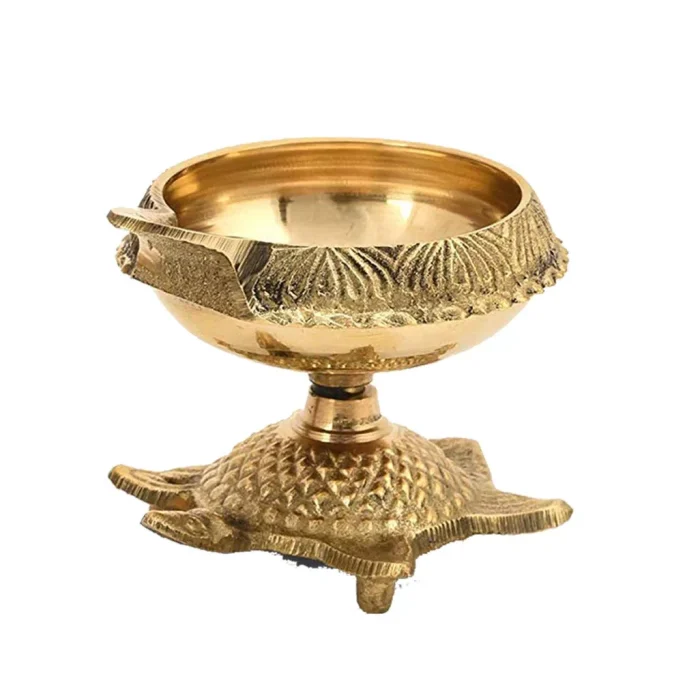 Brass Diya Engraved Design Dia with Turtle Base  (1Pcs) 2.5 inch