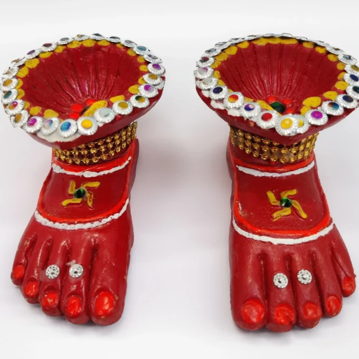 Mata laxmi charan paduka with diya