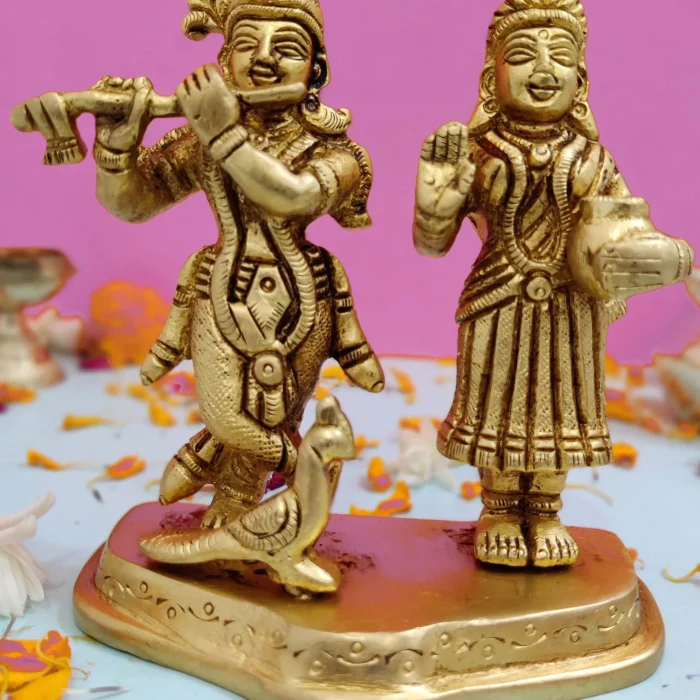 Antique Brass Radha Krishna Idol/Murti