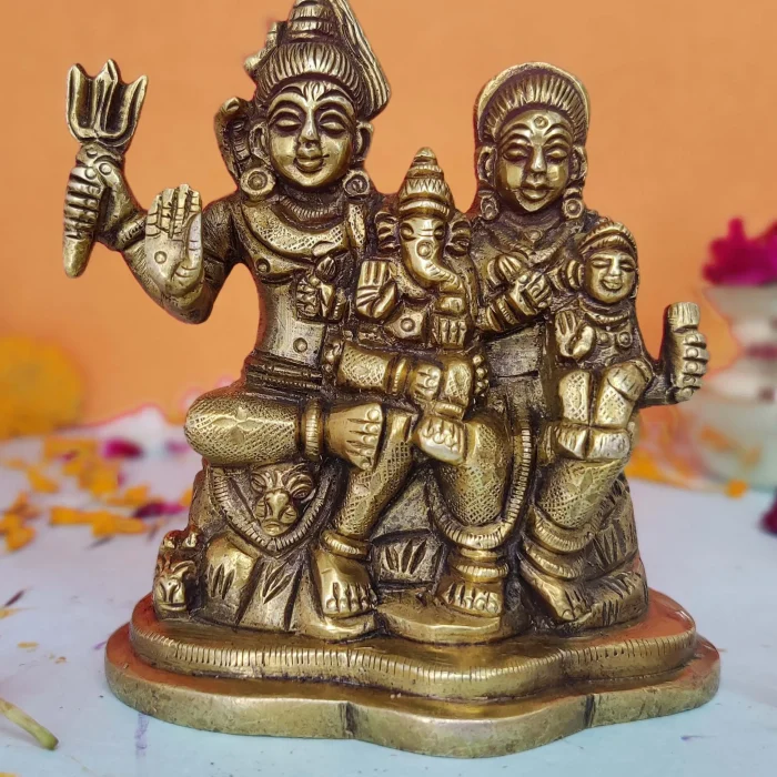 Devotional Brass Shiv Parivar Statue (4 Inch)
