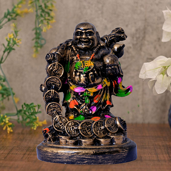 Laughing Buddha Showpiece for Home Decor (Brown) Polyresin – 7.5 Inch