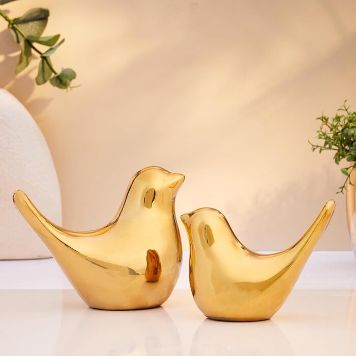 Creative Love Birds Showpiece for Home Decor (Golden) Polyresin – 3.5 Inch
