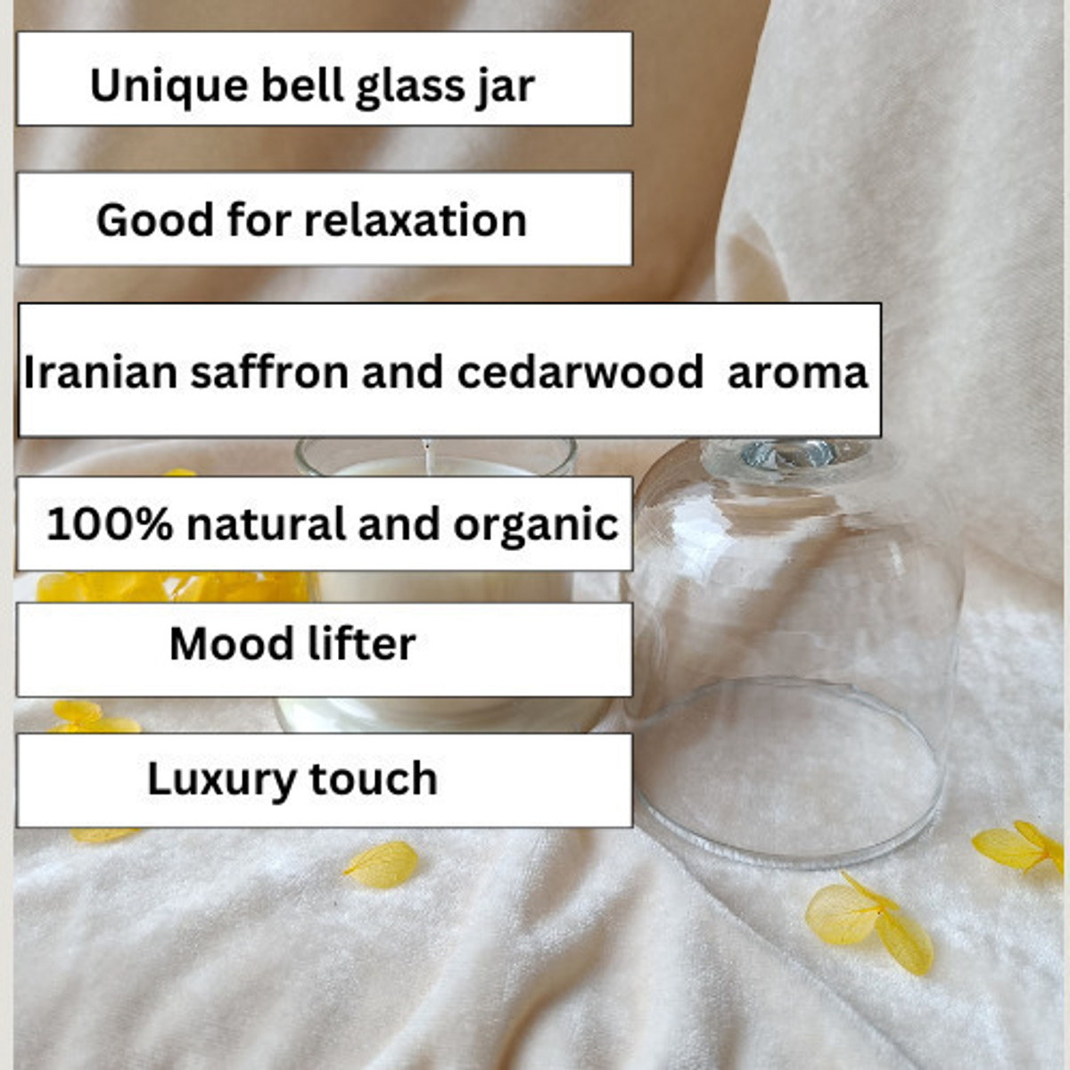 Glass Bell Jar Candle With Cedarwood And Iranian Saffron Aroma Candle - Image 3