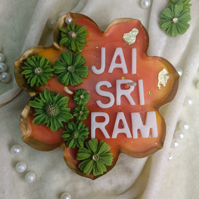 Jai sri ram theme based urli candle Candle