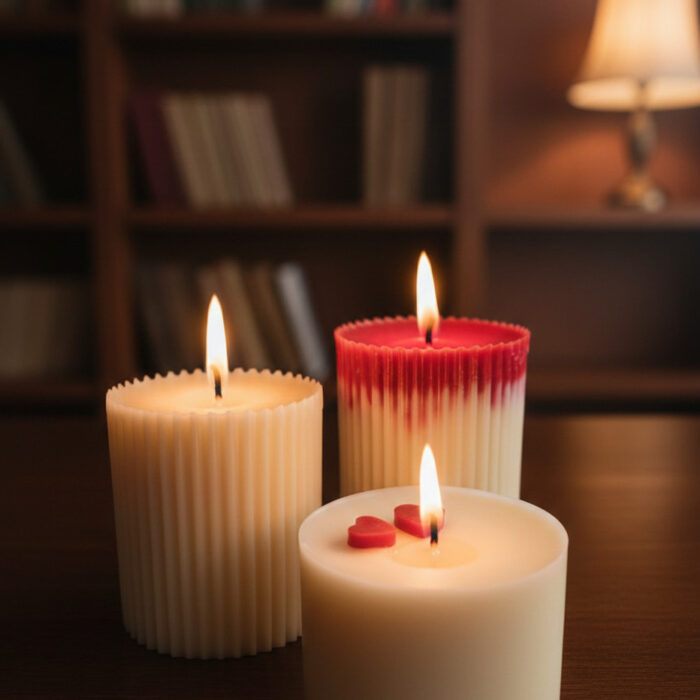 Decorative Pillar Candle with Rose aroma (Set of 3) | Handmade Candle