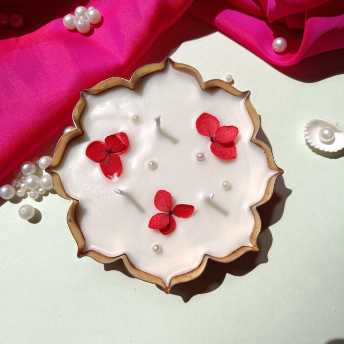Lotus Urli Candle Set, Rose Scented, Floral Design, Home Decor and Gift Candle