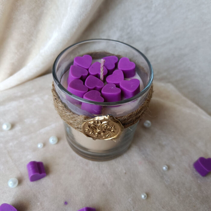 purple heart rose aroma scented candle with gold seal stamp Candle