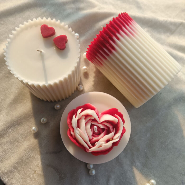 Rose scent tri combo pillar candle set ,Home decor and Festive use Candle