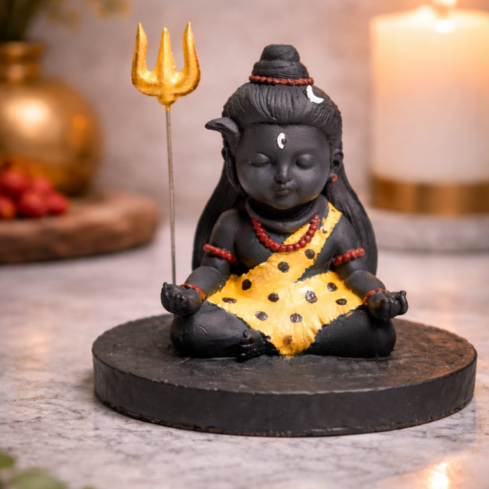 Bal Shiv Dhyaan Idol | Meditating Baby Shiva Statue with Trishul